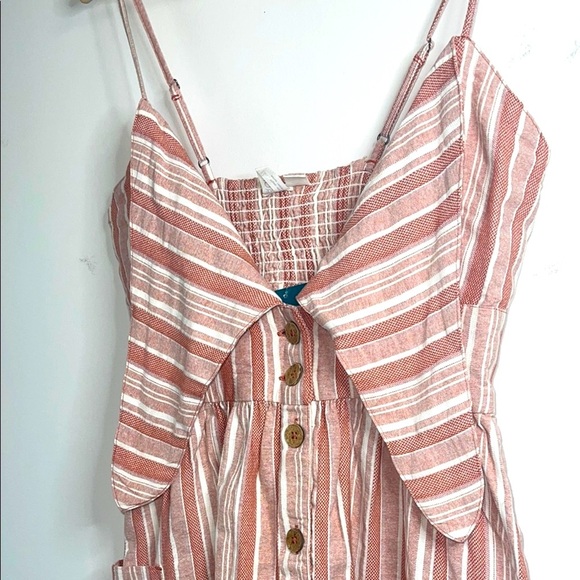 Roxy Pink and White Ruched Mini Sundress - Picture 5 of 10